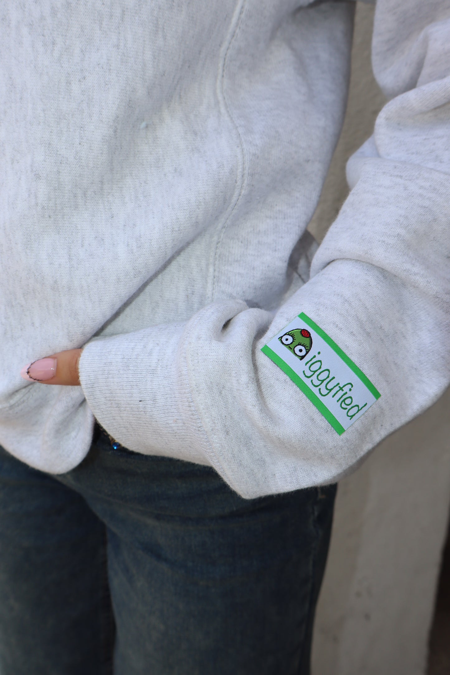 og olive crewneck jacket