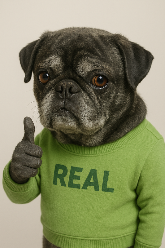 angus wearing “real” t-shirt sticker 😛😝