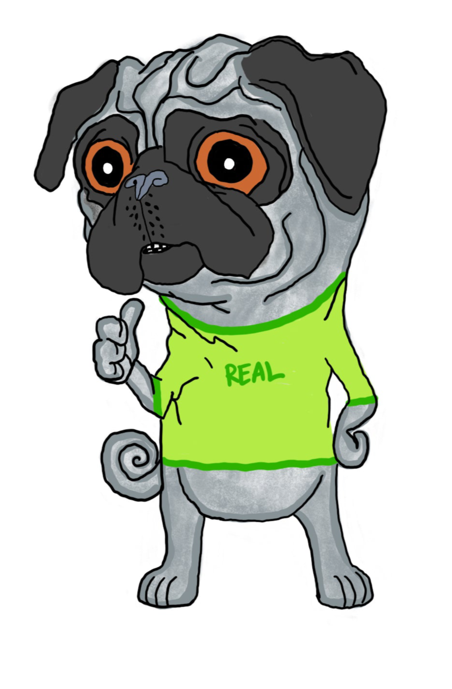 angus wearing “real” t-shirt sticker 😛😝