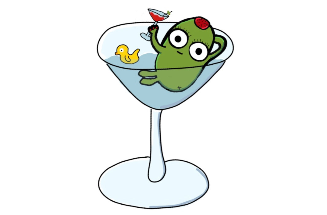 olive taking martini bath sticker  🛀