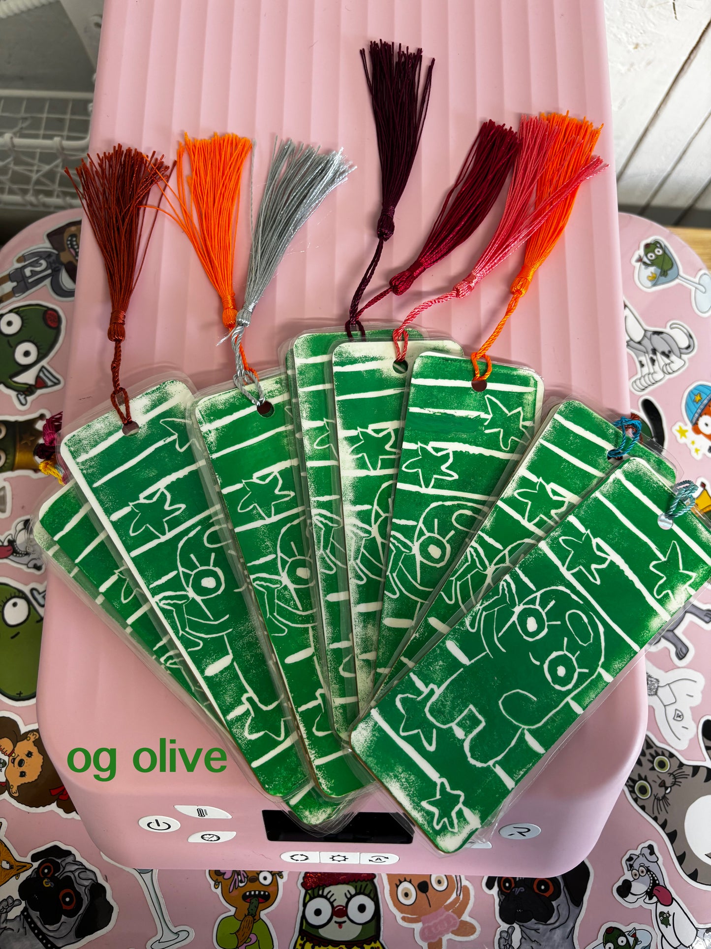 hand printed bookmarks