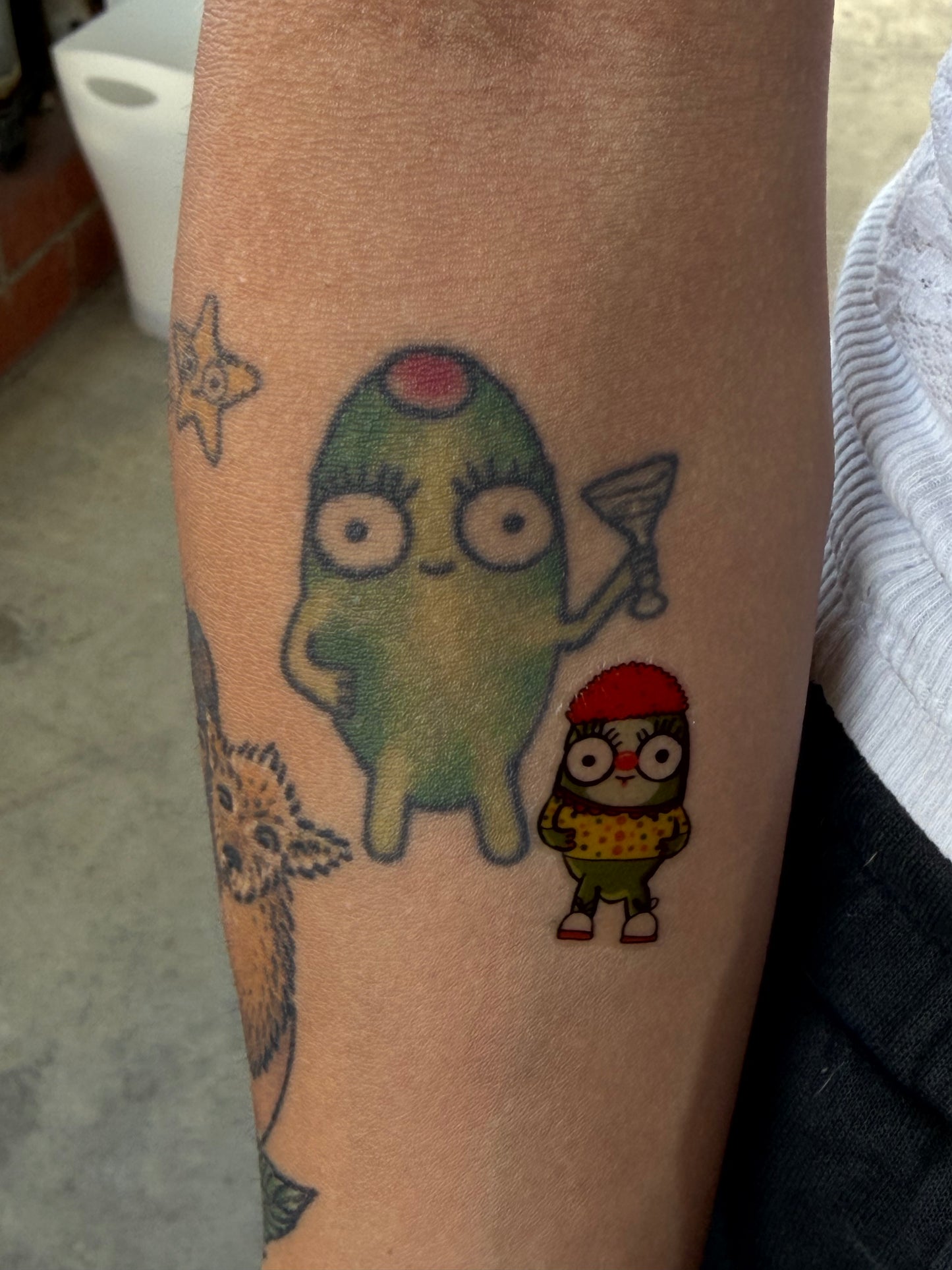clown olive temporary tattoo
