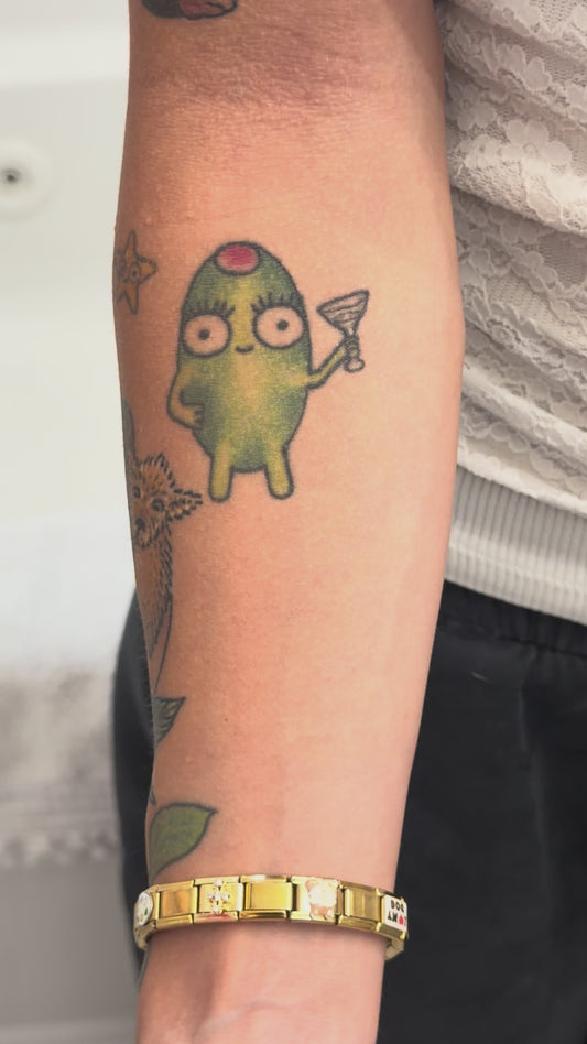 clown olive temporary tattoo